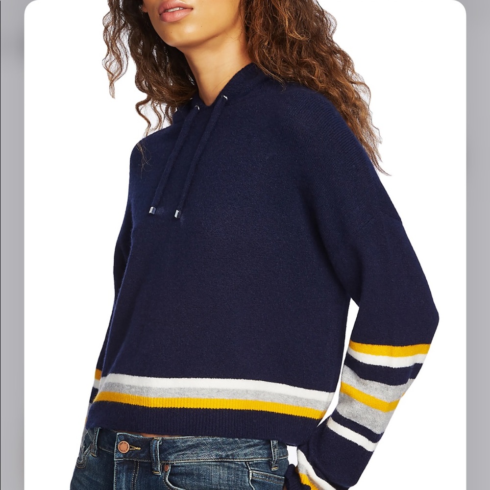 Court & Rowe Cropped Striped Hoodie Sweater NWT